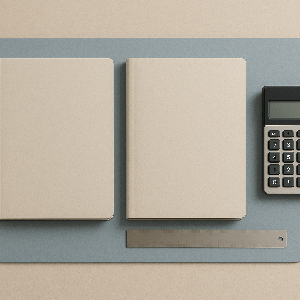 Chemises vierges placées près d’une calculatrice éteinte pour comparer des solutions de prêt.